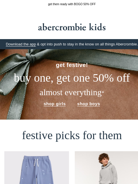 abercrombie newsletter: the holiday season is their fave time of year