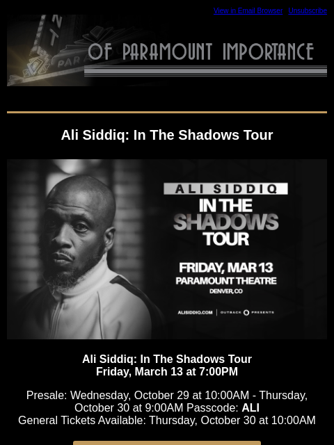 kroenkeentertainment newsletter: Ali Siddiq + Matteo Bocelli sweepstakes