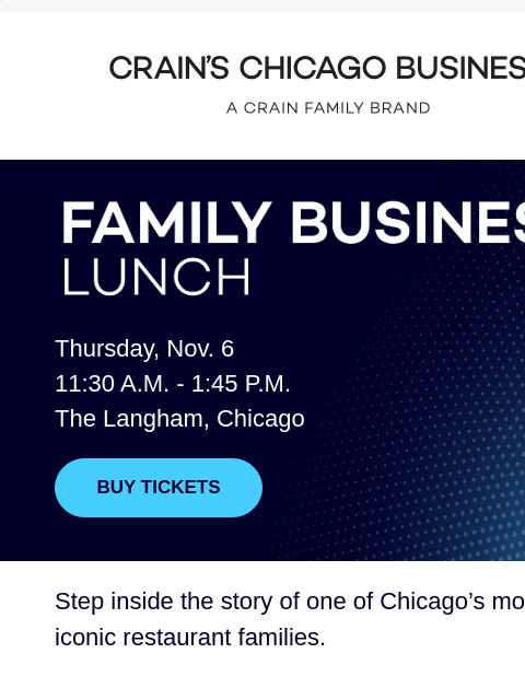 crainliveevents newsletter: Next Week: Inside Gibsons Restaurant Group