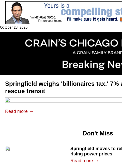crainalerts newsletter: Billionaires tax, amusement levy on the table in S...