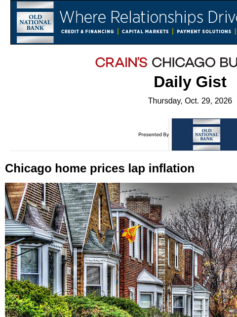 crainalerts newsletter: Chicago home prices lap inflation