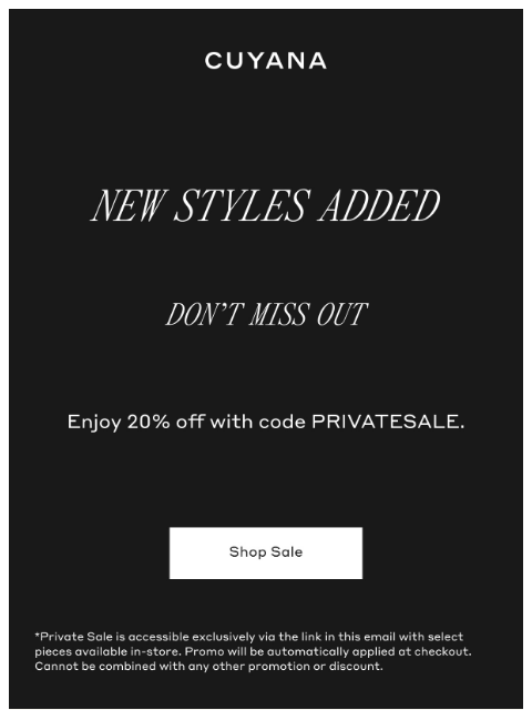 cuyana newsletter: New Styles Added to Private Sale