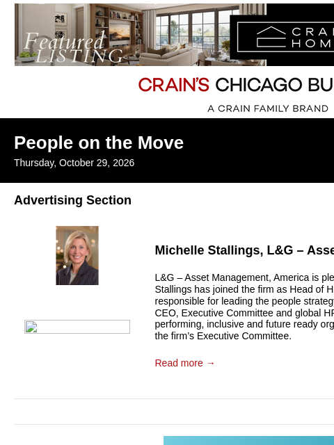 crainalerts newsletter: Crain's Chicago Business - People on the Move