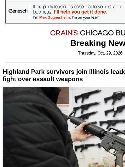 crainalerts newsletter: Illinois leaders sign on to assault weapons ban fi...