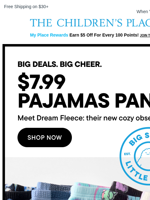 childrensplace newsletter: Dream Fleece PJ Pants Deal: Now $7.99!