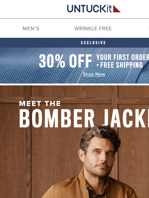 untuckit newsletter: The Cotton Bomber—30% Off + Free Shipping For You!