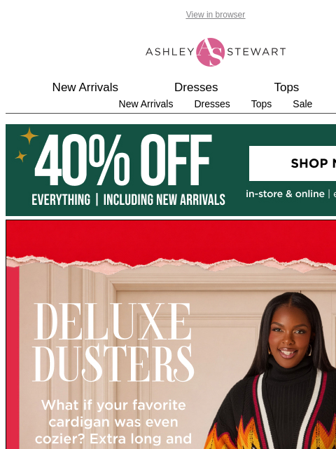 ashleystewart newsletter: Your favorite cardigan... but even COZIER 🍂