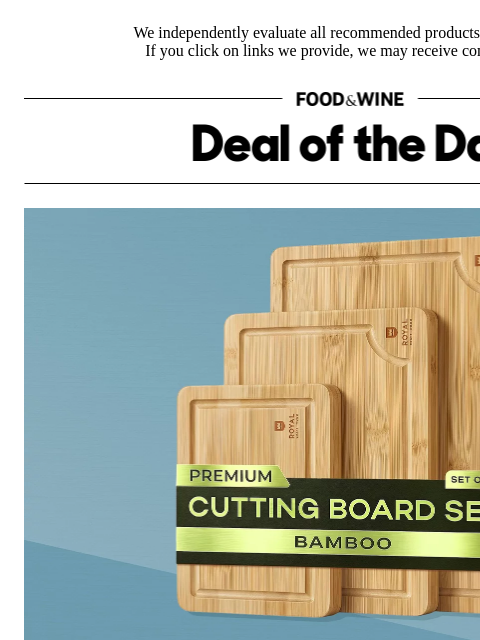 foodandwine newsletter: 50% Off: A Cutting Board Set That's Better for You...