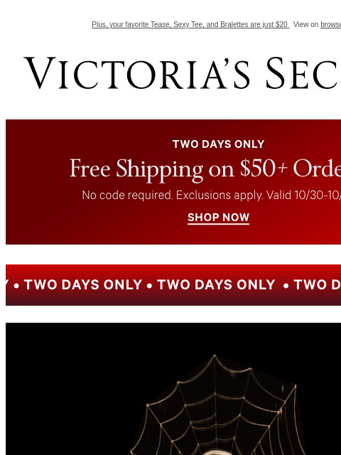 Plus, your favorite Tease, Sexy Tee, and Bralettes are just $20 View on browser Victoria's Secret VSCC Available Credit Display images to show real-time content Display images to show real-time