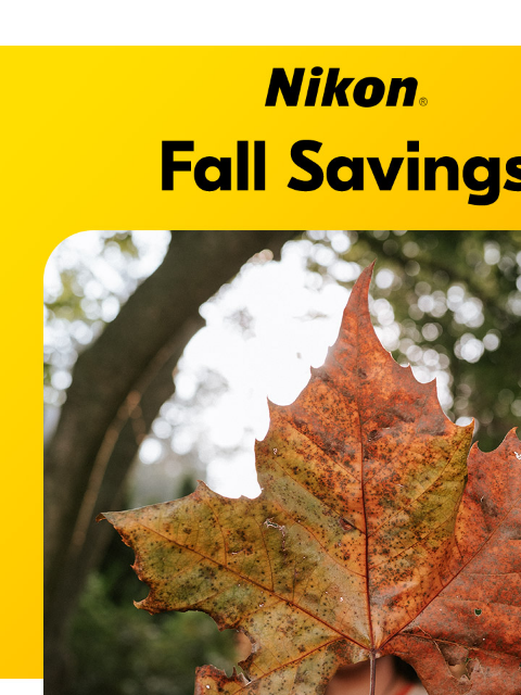 Shop Now and Save in October View as web page Nikon | Fall Savings Z6III Body Only Z6III 24-70mm Kit Z6III Body Only lens sold separately Z6III 24-70mm Kit Was $2499.95* Was $3099.95* Now $2299.95* Now