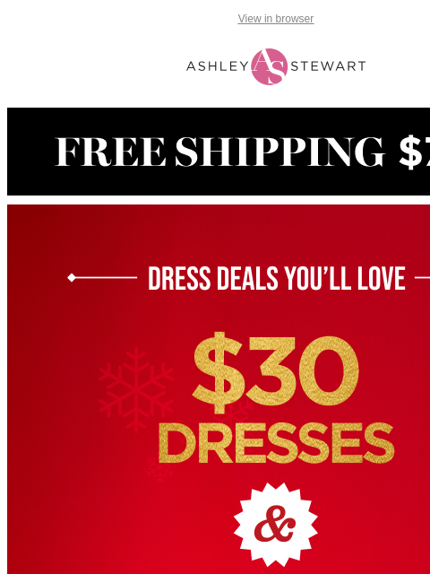 ashleystewart newsletter: Shop dresses! NEW dresses are $39!
