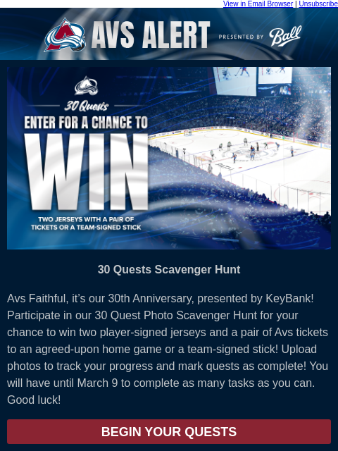 thecoloradoavalanche newsletter: 🏔️The Hunt Is On: 30 Quests for 30 Years