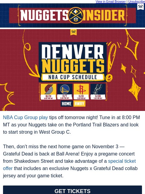 thedenvernuggets newsletter: 🏆 NBA Cup Group Play Starts Tomorrow