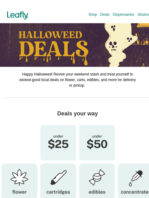 leafly newsletter: Your weekly weed deals are here 🎃