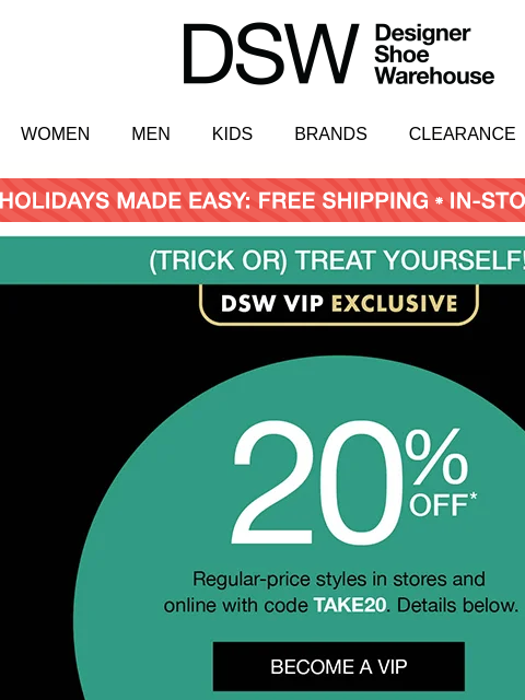 dsw newsletter: 20% off styles under $80