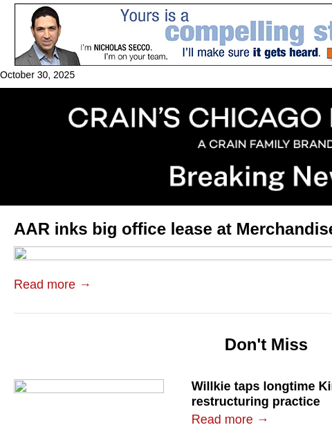 crainalerts newsletter: Big lease signed at Merchandise Mart
