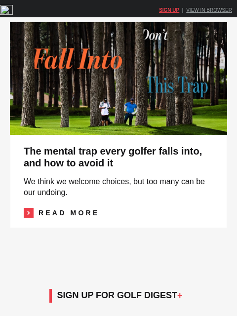golfdigest newsletter: Don't fall into this mental trap