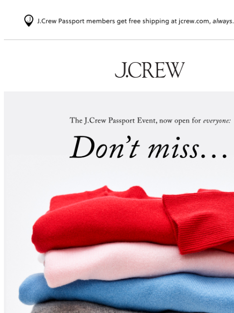 jcrew newsletter: Don’t miss 20% off cashmere!