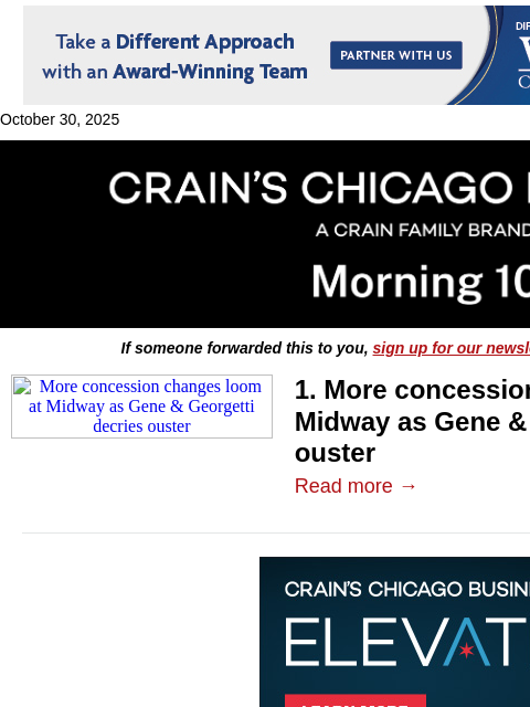 crainalerts newsletter: Drama brewing in Midway's food court