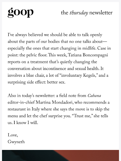 goop newsletter: the Thursday newsletter