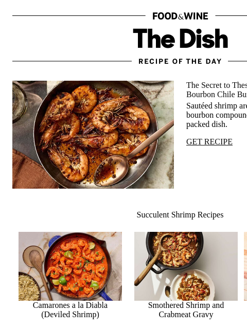 foodandwine newsletter: Szechuan Chile Butter Shrimp