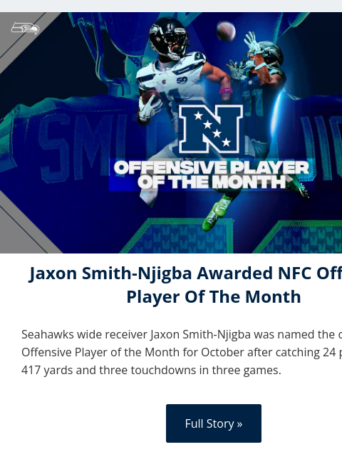 seahawksemail newsletter: Meet Your New Offensive Player of the Month