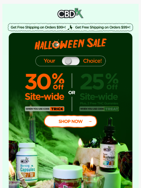 cbdfx newsletter: 🧛 Trick or Treat: Choose from 2 monstrous deals!