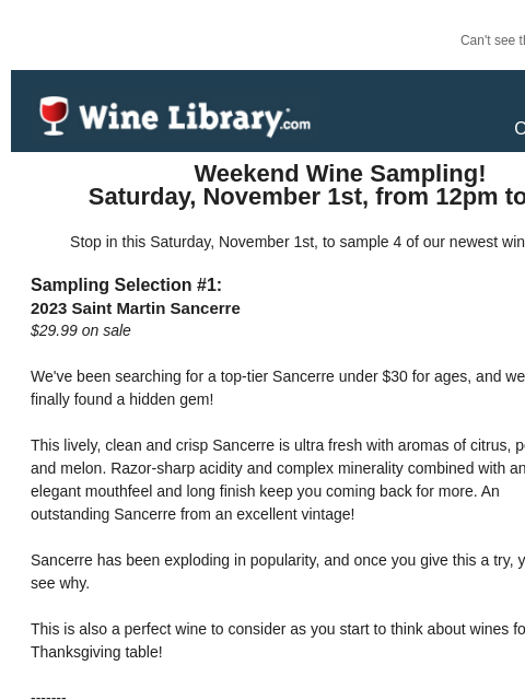 winelibrary newsletter: Sample 4 of our hottest new releases this Saturday...
