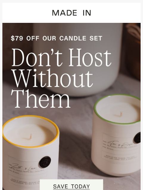 madeincookware newsletter: 3 Kitchen Candles for $49.99 🔥