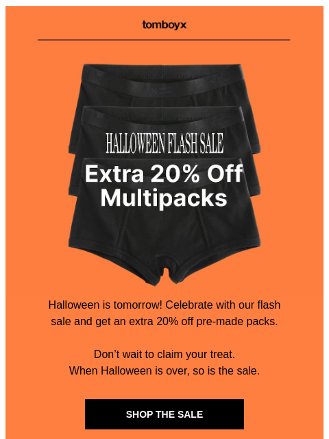 tomboyx newsletter: Flash Sale ⚡ Extra 20% Off Multipacks