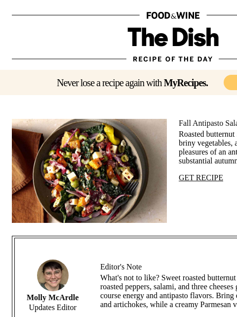 foodandwine newsletter: Fall Antipasto Salad