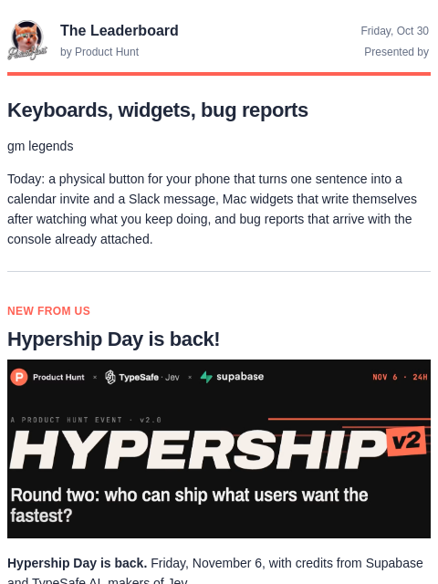 producthunt newsletter: 😸 Steamroller vs 1,000 keyboards