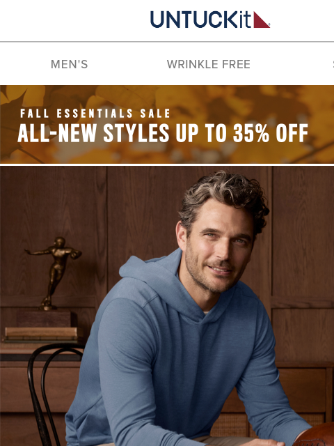 untuckit newsletter: Essential Sweatshirts on Sale, Now $85!