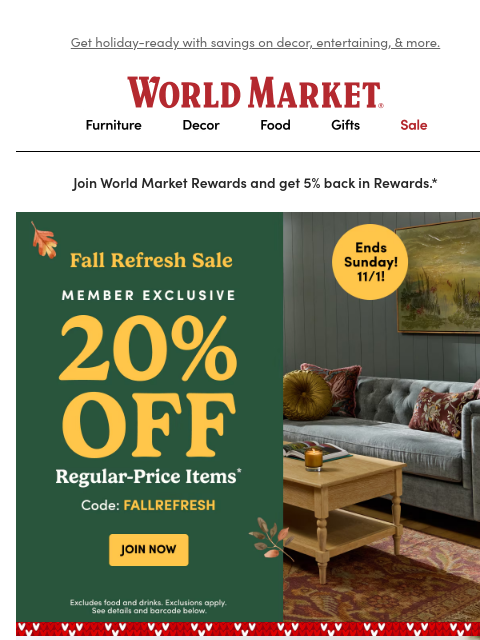 emailworldmarket newsletter: Take 20% off regular price, including Christmas de...