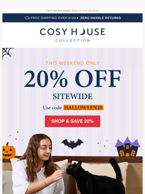 cosyhousecollection newsletter: 🎃 Your Halloween Treat: 20% OFF Sitewide!