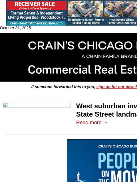 crainalerts newsletter: State Street landmark revival lined up