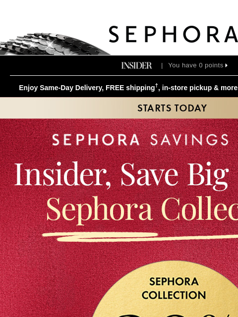 sephora newsletter: 30% off ALL Sephora Collection starts today 🤩