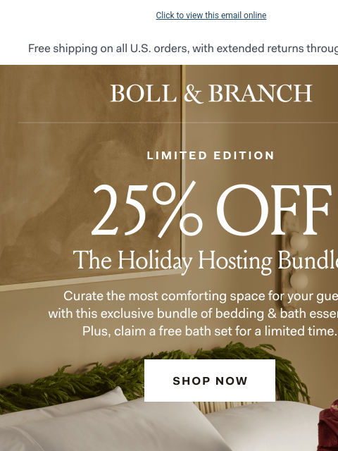 bollandbranch newsletter: 25% off The Holiday Hosting Bundle 