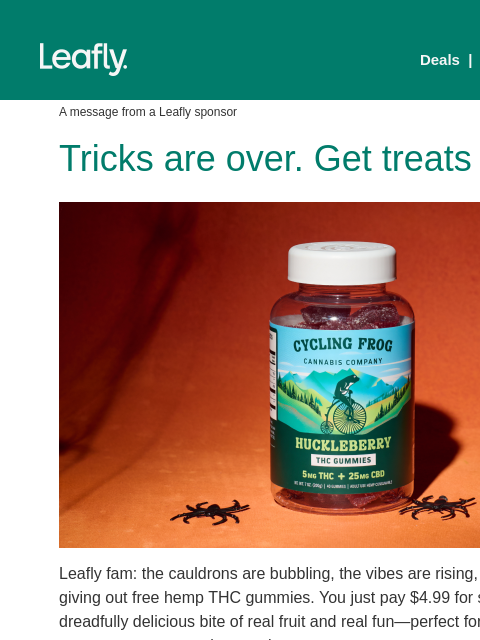 leafly newsletter: Stay spooky with free hemp THC gummies 👻