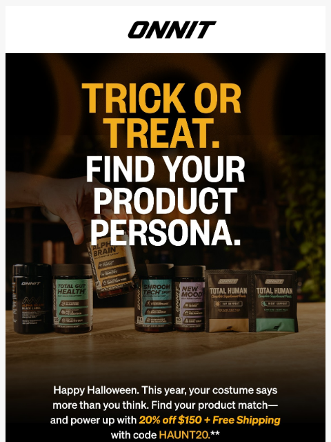onnit newsletter: Which ONNIT product is your Halloween alter ego?