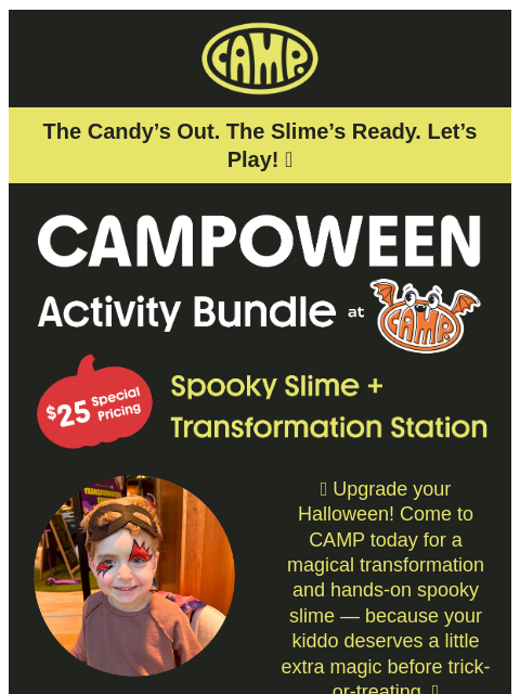 camp newsletter: Halloween’s here — let’s make it CAMP-tastic! 🕸️