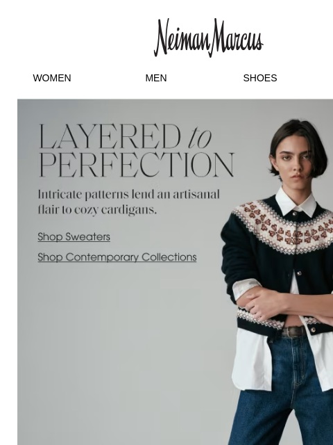 neimanmarcus newsletter: Chic sweaters for her and him