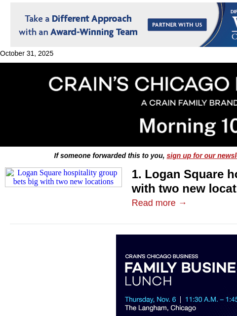 crainalerts newsletter: Logan Square restaurant group grows again