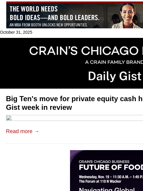 crainalerts newsletter: Big Ten's move for private equity cash hindered: C...