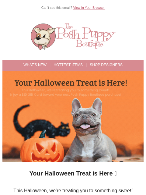 poshpuppyboutique newsletter: 🎃 A Spooktacular Treat Awaits — $10 Gift Card Ins...