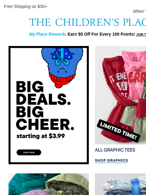 childrensplace newsletter: BRB, Shopping black friday deals starting at $3.99...