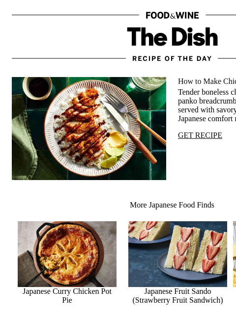 foodandwine newsletter: Chicken Katsu