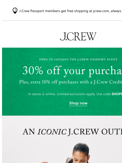 jcrew newsletter: An iconic J.Crew outfit, with 30% off