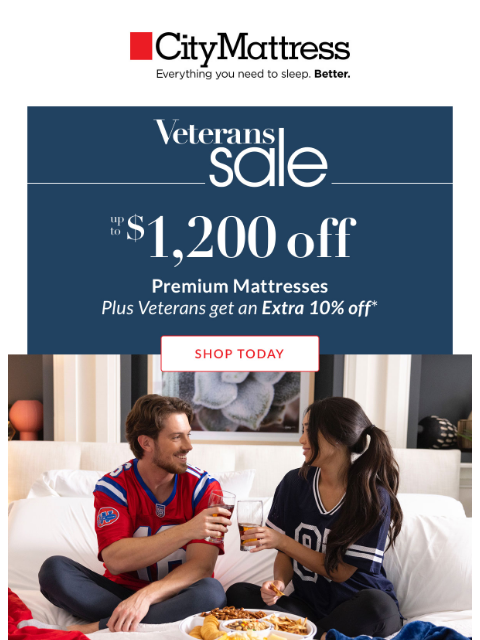 citymattress newsletter: Deep Rest. Real Relief. Veterans Day Savings Insid...
