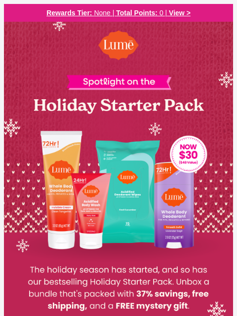 lumedeodorant newsletter: Holiday season savings START NOW! 🎄❄️